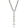 Connemara Marble 144.00 ctw Beaded Cross Necklace in Silvertone 24 Inches - Sticky add to cart bar