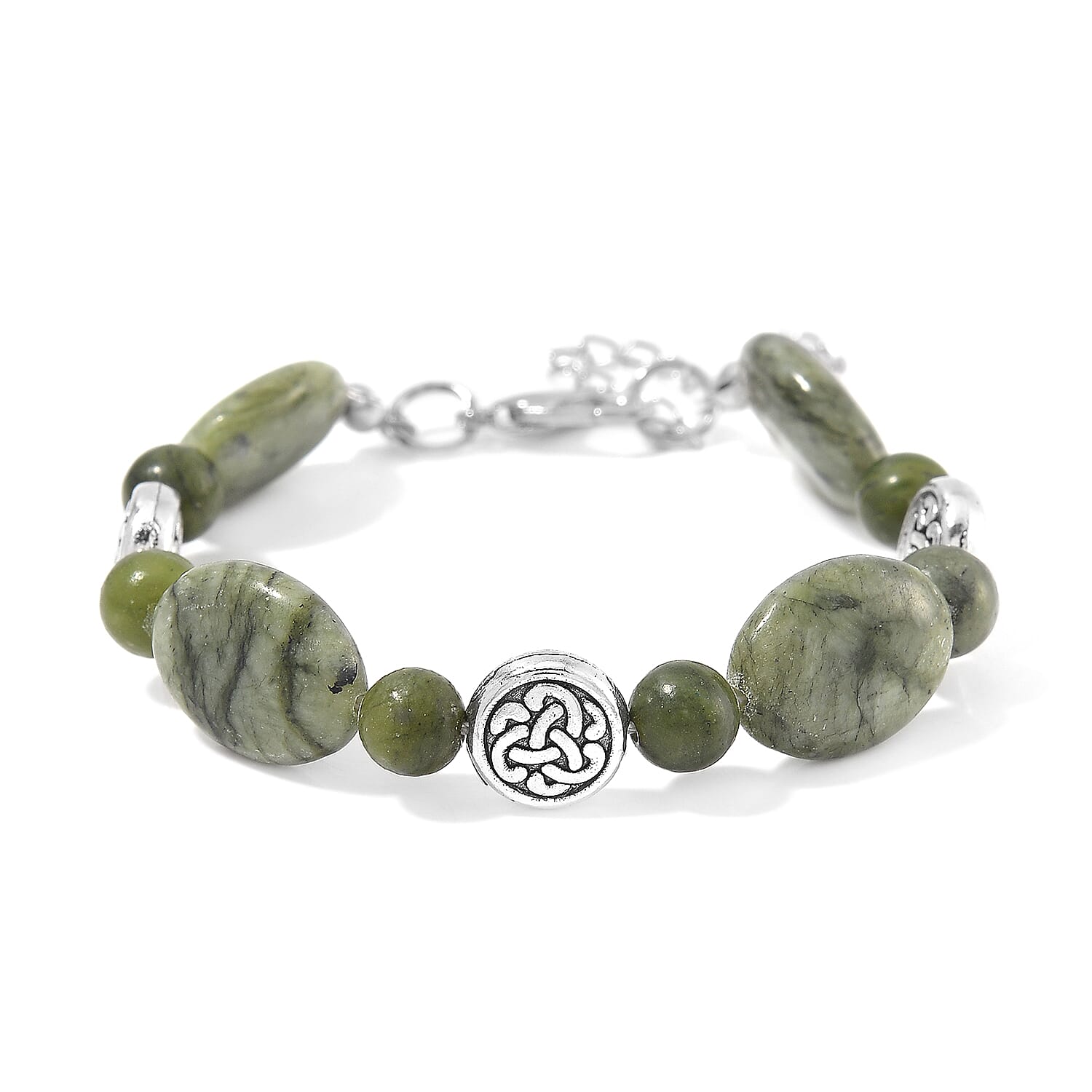 Connemara Marble 56.00 ctw Bracelet in Silvertone (6.50-8.50In)