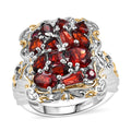 Mozambique Garnet, White Zircon Filigree Ring in 18K Vermeil YG and Rhodium Over Sterling Silver (Size 10.0) 4.00 ctw - Sticky add to cart bar