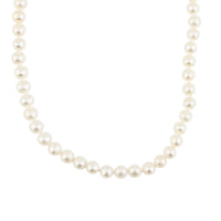 Freshwater Pearl Flower Clasp Necklace in Goldtone 18 Inches