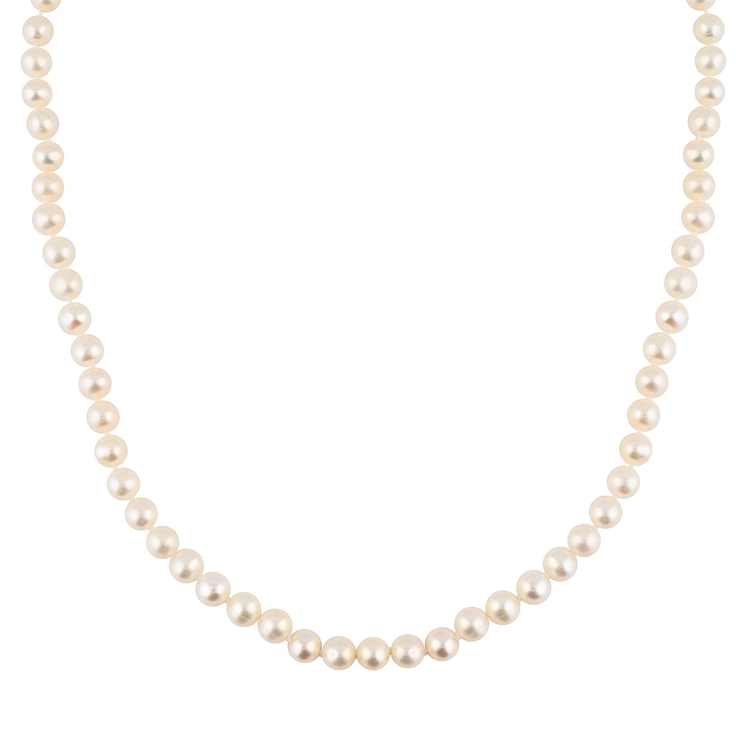 Freshwater Pearl Marquise Clasp Necklace in Goldtone 18 Inches