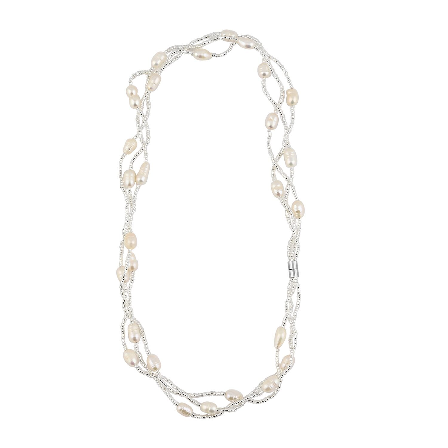 Freshwater Pearl Necklace in Silvertone 18 Inches