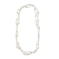 Freshwater Pearl Necklace in Silvertone 18 Inches