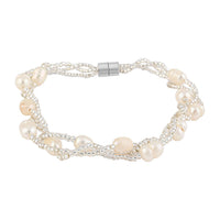 Freshwater Pearl Bracelet in Silvertone (7.00 In)