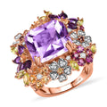 GP Italian Garden Collection Rose De France Amethyst, Multi Gemstone Ring in 18K Vermeil RG Over Sterling Silver (Size 8.0) 17.40 ctw - Sticky add to cart bar
