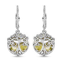 D'Joy Connemara Marble 12.00 ctw Tree of Life Earrings in Platinum Over Sterling Silver