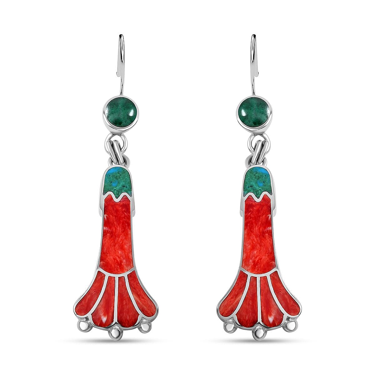 Peruvian Artistry Multi Gemstone 1.50 ctw Blooming Flower Earrings in Sterling Silver