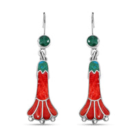 Peruvian Artistry Multi Gemstone 1.50 ctw Blooming Flower Earrings in Sterling Silver