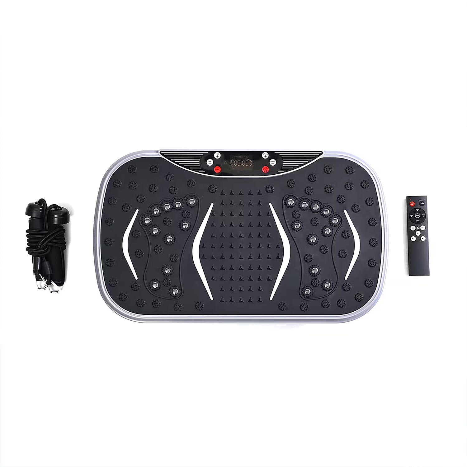 SoulSmart Vibrating Fitness Platform with Bluetooth Speaker, 2 Resistance Bands and Remote Control - Grey
