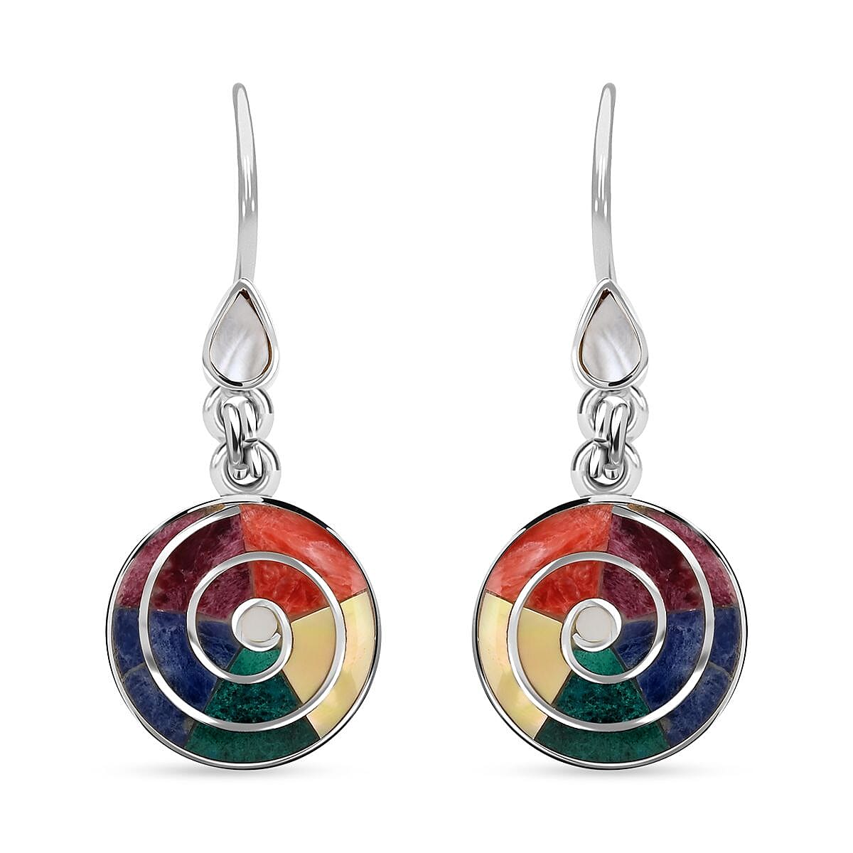 Peruvian Artistry Multi Gemstone 1.35 ctw Big Pachamama Earrings in Sterling Silver
