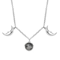 D'Joy Indian Artisan Crafted Premium White Buffalo 7.65 ctw Moon Necklace in Sterling Silver 18-20 Inches