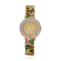 Strada Multi Color Austrian Crystal and Enameled Japanse Movement Bangle Watch in Goldtone - Sticky add to cart bar