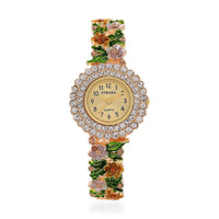 Strada Multi Color Austrian Crystal and Enameled Japanse Movement Bangle Watch in Goldtone