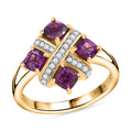 GP Royal Art Deco Collection AAA Radiant Ember Garnet and Multi Gemstone 1.70 ctw Fancy Ring in 18K Vermeil Yellow Gold Sterling Silver - Sticky add to cart bar