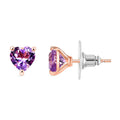 D'Joy AAA Rose De France Amethyst 2.20 ctw Heart Stud Earrings in 18K Vermeil Rose Gold Over Sterling Silver - Sticky add to cart bar