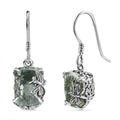 Indian Artisan Crafted Montezuma Prasiolite 9.80 ctw Twilight Wings Earrings in Sterling Silver - Sticky add to cart bar