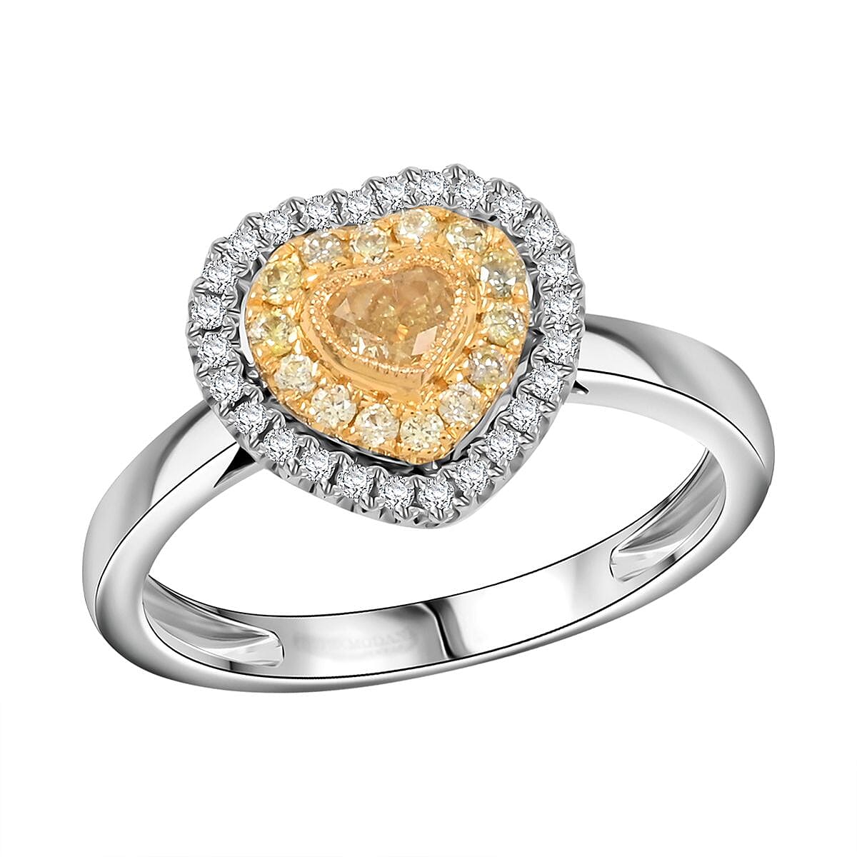 950 Platinum and 18K Yellow Gold Natural  Diamond Ring