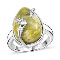 Connemara Marble 11.50 ctw Ring in Platinum Over Sterling Silver