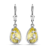 D'Joy Connemara Marble 6.60 ctw Claddagh Earrings in Platinum Over Sterling Silver