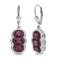 D'Joy Ouro Fino Rubellite and White Zircon 3.10 ctw Earrings in Rhodium Over Sterling Silver - Sticky add to cart bar