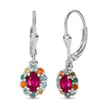 D'Joy Niassa Ruby (FF) and Multi Gemstones 2.10 ctw Dangling Earrings in Rhodium Over Sterling Silver - Sticky add to cart bar