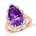 AAA Rose De France Amethyst and White Zircon 8.70 ctw Ring in 18K Vermeil Rose Gold Over Sterling Silver - Sticky add to cart bar