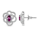 GP Italian Garden Collection AAA Radiant Ember Garnet and Multi Gemstone 2.00 ctw Stud Earrings in Rhodium Over Sterling Silver - Sticky add to cart bar