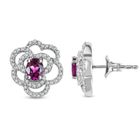 GP Italian Garden Collection AAA Radiant Ember Garnet and Multi Gemstone 2.00 ctw Stud Earrings in Rhodium Over Sterling Silver