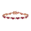 Epic Deal Niassa Ruby (FF) and White Zircon 11.70 ctw Hearts Bracelet (7.25 In) in 18K Vermeil YG Sterling Silver - Sticky add to cart bar