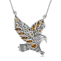 Indian Artisan Crafted AAA Brazilian Citrine 2.15 ctw Eagle Necklace in Sterling Silver 20 Inches