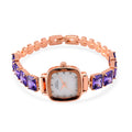 Classic Succession Austrian Crystal Miyota Japanese Movement Watch with Simulated Purple Diamond Strap in Rosetone and Stainless Steel Buckle 12.00 ctw - Sticky add to cart bar