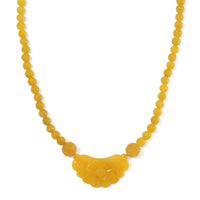 Green Jade Carved Flower and Multi Jade Beaded Necklace (20 Inches) in Rhodium Over Sterling Silver 340.00 ctw