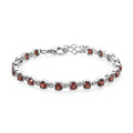 Mozambique Garnet Tennis Bracelet in Stainless Steel (6.50 In) 6.25 ctw - Sticky add to cart bar