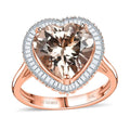Luxoro AAA Marropino Morganite, Diamond G-H I2 3.33 ctw Heart Ring in 10K Rose Gold (Size 6.0) - Sticky add to cart bar