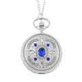 Strada Blue Glass, Yellow and Blue Crystal Japanese Movement Caring Pattern Pocket Watch with Chain (31 Inches) - Sticky add to cart bar