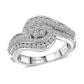 Luxuriant Lab Grown Diamond (G-H, SI) Bypass Ring in Rhodium Over Sterling Silver (Size 10.0) 1.00 ctw - Sticky add to cart bar