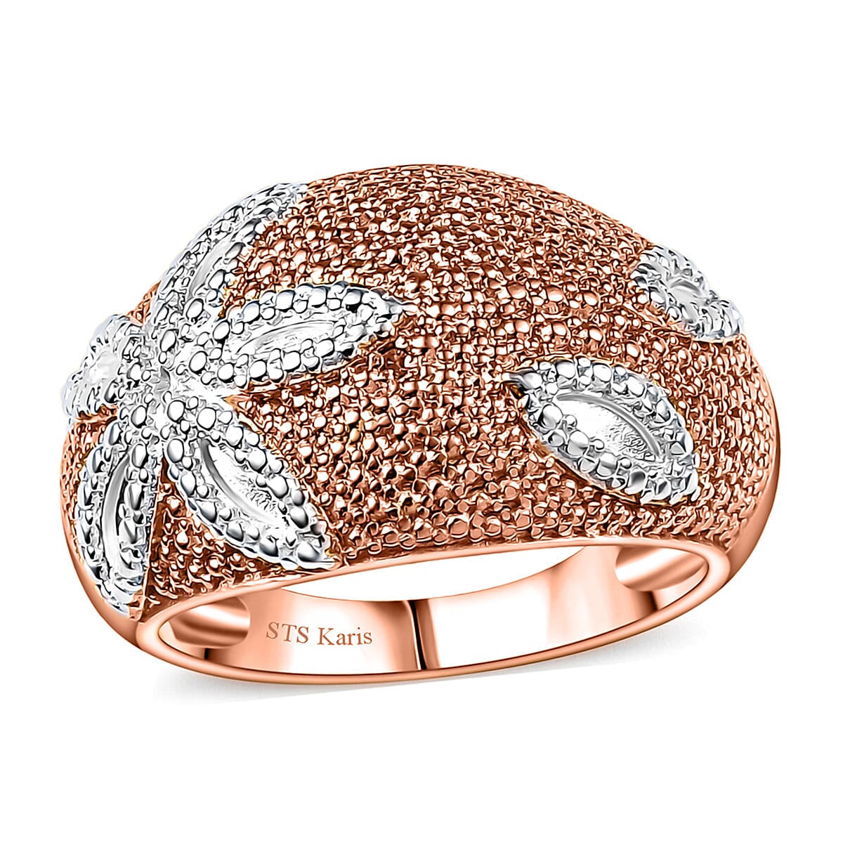 Karia Natural Champagne Diamond Accent Fancy Ring in 18K RG Plated (Size 10.0)