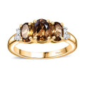 Golden Turkizite ,  White Diamond  Main Stone With Side Stone Ring in 18K YG Vermeil Sterling Silver 1.95 ctw - Sticky add to cart bar