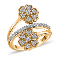 Luxuriant Lab Grown Diamond G-H, SI 0.50 ctw Bypass Ring in 18K Vermeil Yellow Gold Over Sterling Silver (Size 10.0)