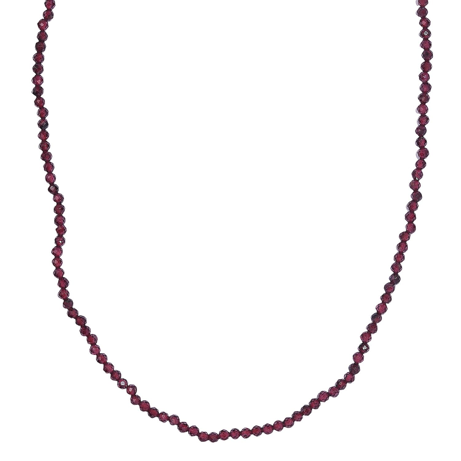 Mozambique Garnet 50.00 ctw Beaded Necklace in Stainless Steel 20 Inches