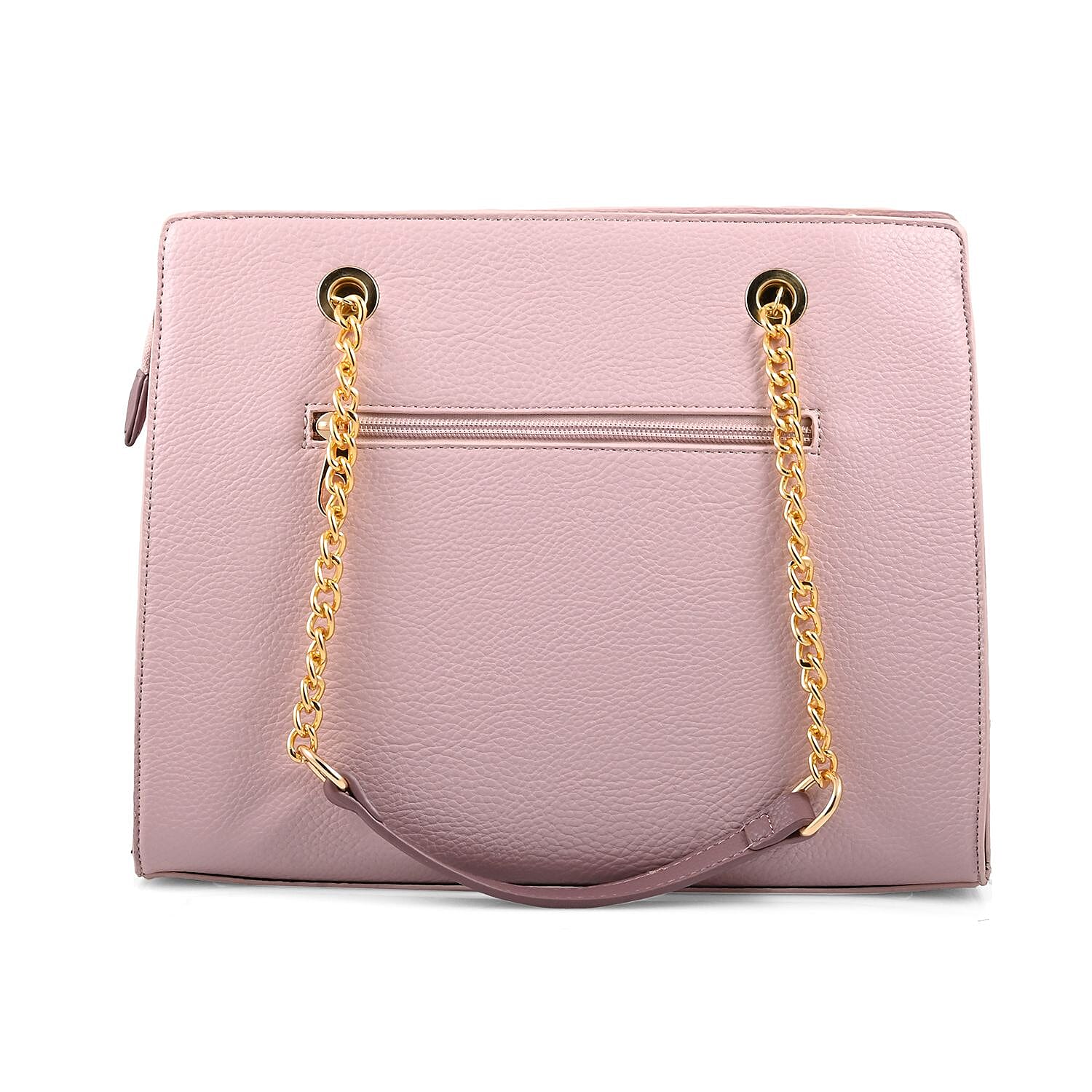 Gloria Vanderbilt Mauve Faux Leather Satchel Bag with Chain Strap (11.75"x4"x9.25")