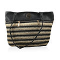 Beverly Hills Polo Club Black Faux Leather & Straw Shoulder Bag - Sticky add to cart bar