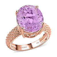 Certified & Appraised Luxoro AAA Martha Rocha Kunzite 10.65 ctw Solitaire Ring in 10K Rose Gold 4.33 Grams
