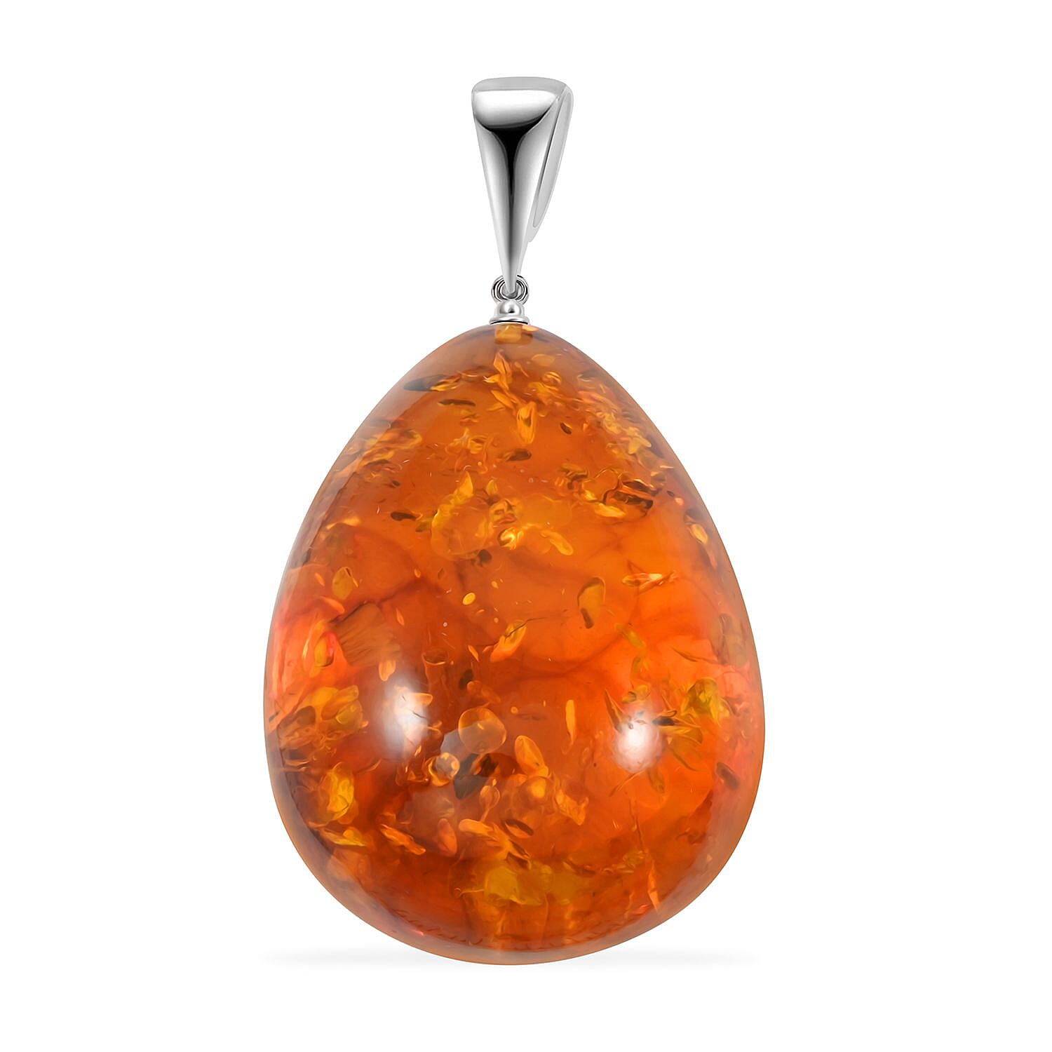 Baltic Amber Drop Pendant without Chain in Sterling Silver