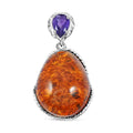 Baltic Amber and African Amethyst 1.50 ctw Pendant - Sticky add to cart bar