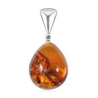 Baltic Honey Amber Drop Pendant without Chain in Sterling Silver