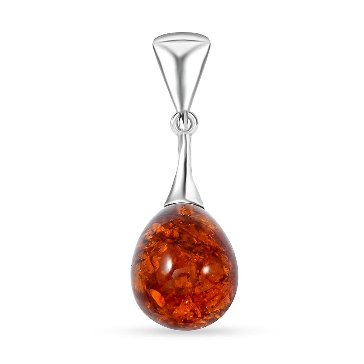 Baltic Butterscotch Amber Drop Pendant without Chain in Sterling Silver