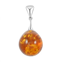 Baltic Amber Forest Drop Pendant without Chain in Sterling Silver