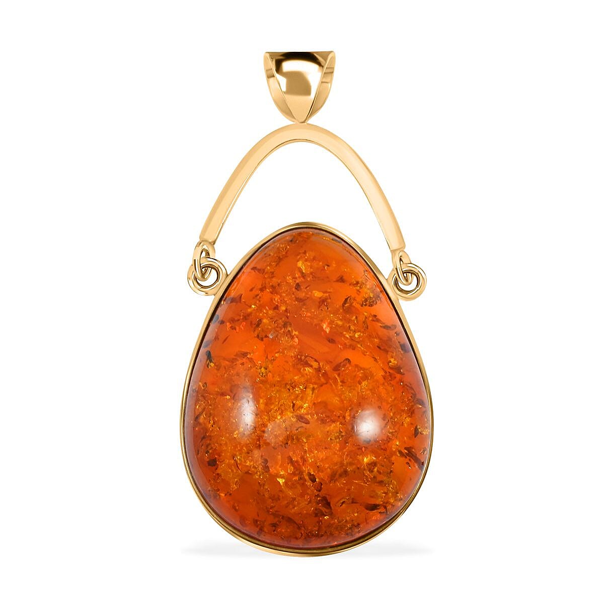 Baltic Amber Drop Pendant without Chain in 14K YG Over Sterling Silver
