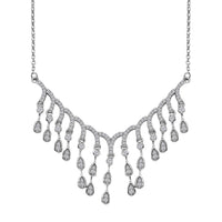 Luxuriant Lab Grown Diamond G-H SI 1.00 ctw Cascade Water Drop Necklace in Rhodium Over Sterling Silver 20 Inches